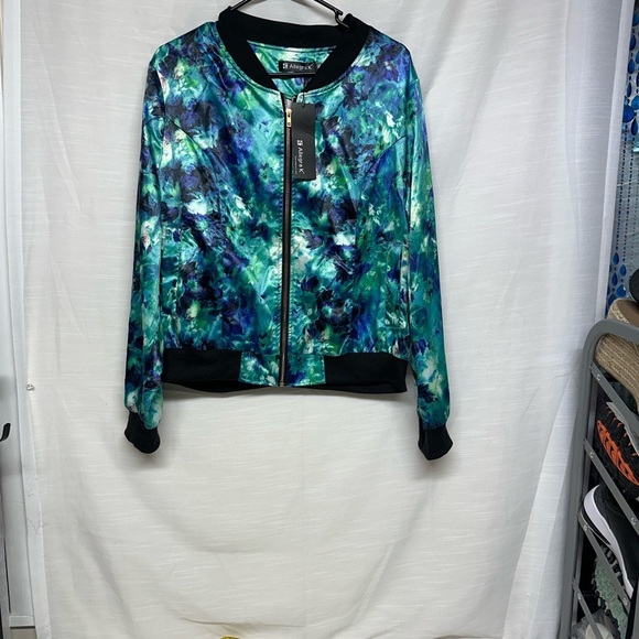 Allegra K Jackets & Blazers - Allegra K Blue and Green Bomber Jacket